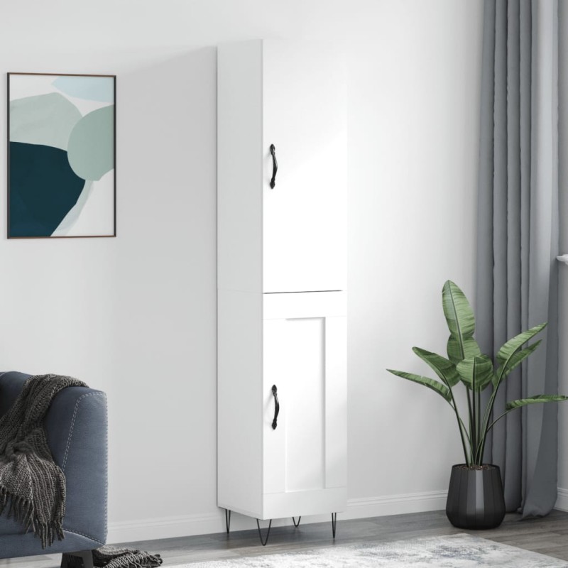 vidaXL Credenza Bianca 34,5x34x180 cm in Legno Multistrato vidaXL Credenza Bianca 34,5x34x180 cm in Legno Multistrato