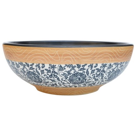 vidaXL Lavabo da Appoggio Multicolore Rotondo Φ41x14 cm Ceramica