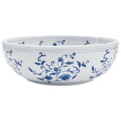 vidaXL Lavabo da Appoggio Bianco e Blu Rotondo Φ41x14 cm Ceramica