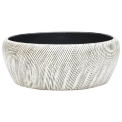 vidaXL Lavabo da Appoggio Nero e Grigio Rotondo Φ41x14 cm Ceramica