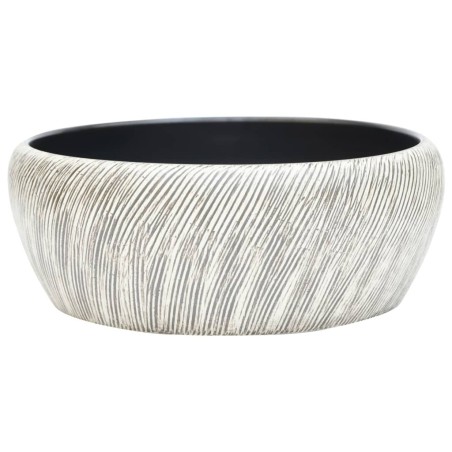 vidaXL Lavabo da Appoggio Nero e Grigio Rotondo Φ41x14 cm Ceramica