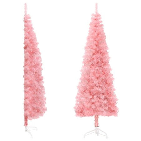 vidaXL Albero Natale Artificiale Sottile a Metà e Supporto Rosa 120 cm