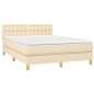 vidaXL Letto a Molle con Materasso e LED Crema 140x200 cm in Tessuto