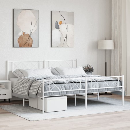 vidaXL Giroletto con Testiera e Pediera Metallo Bianco 183x213 cm