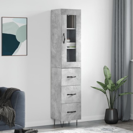 vidaXL Credenza Grigio Cemento 34,5x34x180 cm in Legno Multistrato
