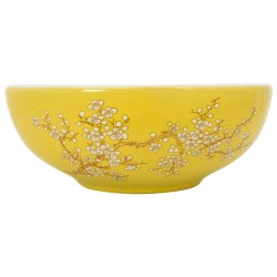vidaXL Lavabo da Appoggio Bianco e Giallo Rotondo Φ41x14 cm Ceramica