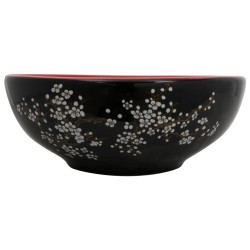 vidaXL Lavabo da Appoggio Nero e Rosso Rotondo Φ41x14 cm Ceramica