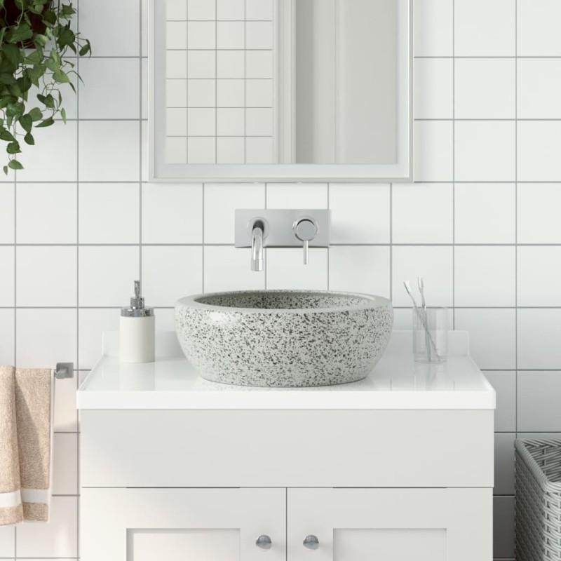 vidaXL Lavabo da Appoggio Grigio Rotondo Φ41x14 cm Ceramica vidaXL Lavabo da Appoggio Grigio Rotondo Φ41x14 cm Ceramica