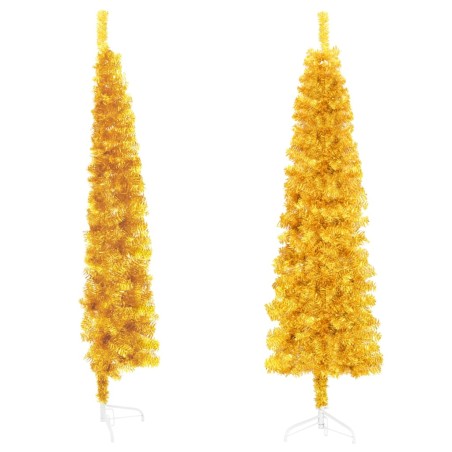 vidaXL Albero Natale Artificiale Sottile a Metà con Supporto Oro 180cm
