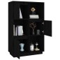Credenza Nera 74x35x117 cm in Legno Massello di Pino Credenza Nera 74x35x117 cm in Legno Massello di Pino