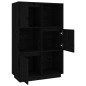 Credenza Nera 74x35x117 cm in Legno Massello di Pino Credenza Nera 74x35x117 cm in Legno Massello di Pino