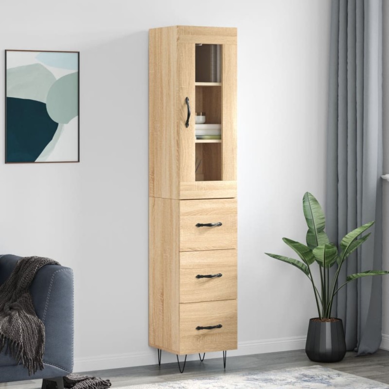 vidaXL Credenza Rovere Sonoma 34,5x34x180 cm in Legno Multistrato vidaXL Credenza Rovere Sonoma 34,5x34x180 cm in Legno Multistrato