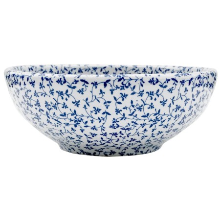 vidaXL Lavabo da Appoggio Bianco e Blu Rotondo Φ41x14 cm Ceramica