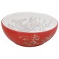 vidaXL Lavabo da Appoggio Bianco e Rosso Rotondo Φ41x14 cm Ceramica