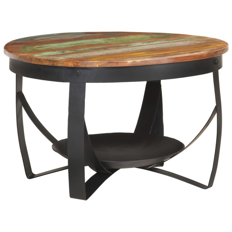vidaXL Tavolino da Salotto Ø68x43 cm in Legno Massello di Recupero vidaXL Tavolino da Salotto Ø68x43 cm in Legno Massello di Recupero