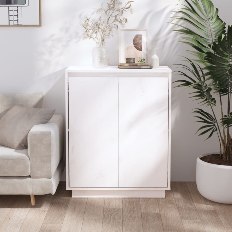 Credenza Bianca 60x34x75 cm in Legno Massello di Pino Credenza Bianca 60x34x75 cm in Legno Massello di Pino