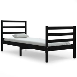 vidaXL Giroletto Nero in Legno Massello di Pino 90x190 cm Single