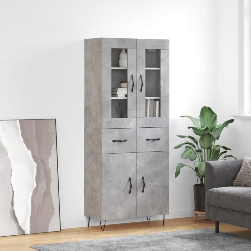 vidaXL Credenza Grigio Cemento 69,5x34x180 cm in Legno Multistrato vidaXL Credenza Grigio Cemento 69,5x34x180 cm in Legno Multistrato