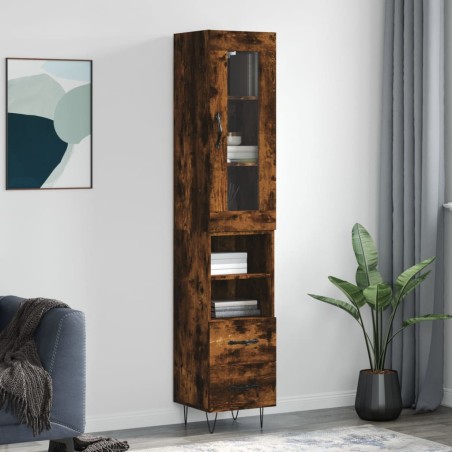 vidaXL Credenza Rovere Fumo 34,5x34x180 cm in Legno Multistrato