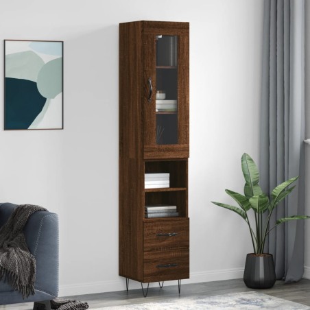 vidaXL Credenza Rovere Marrone 34,5x34x180 cm in Legno Multistrato