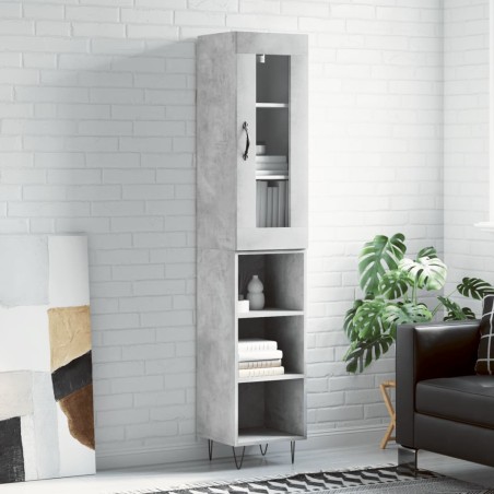 vidaXL Credenza Grigio Cemento 34,5x34x180 cm in Legno Multistrato