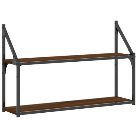vidaXL Scaffale Parete 2 Ripiani Rovere Marrone 80x21x51cm Multistrato