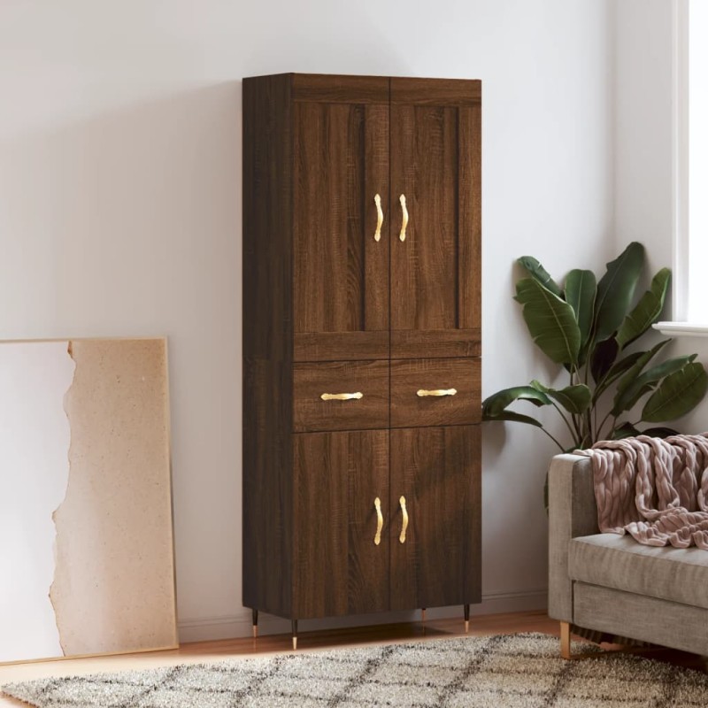 vidaXL Credenza Rovere Marrone 69,5x34x180 cm in Legno Multistrato