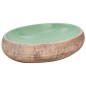 vidaXL Lavabo da Appoggio Verde e Marrone Ovale 59x40x15 cm Ceramica vidaXL Lavabo da Appoggio Verde e Marrone Ovale 59x40x15 cm Ceramica