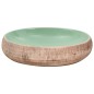 vidaXL Lavabo da Appoggio Verde e Marrone Ovale 59x40x15 cm Ceramica vidaXL Lavabo da Appoggio Verde e Marrone Ovale 59x40x15 cm Ceramica
