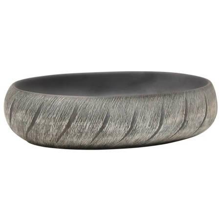 vidaXL Lavabo da Appoggio Nero e Grigio Ovale 59x40x15 cm Ceramica