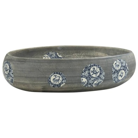 vidaXL Lavabo da Appoggio Grigio Ovale 59x40x15 cm Ceramica