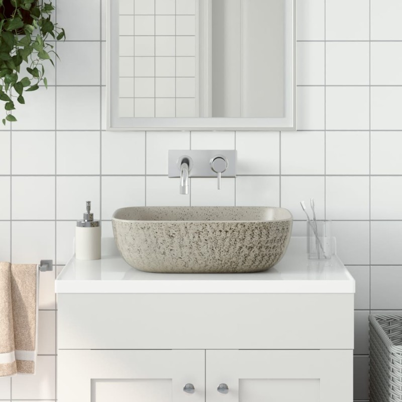 vidaXL Lavabo da Appoggio Grigio Rettangolare 48x37,5x13,5 cm Ceramica vidaXL Lavabo da Appoggio Grigio Rettangolare 48x37,5x13,5 cm Ceramica