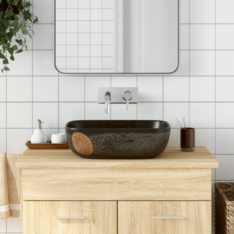 vidaXL Lavabo da Appoggio Nero Rettangolare 48x37,5x13,5 cm Ceramica vidaXL Lavabo da Appoggio Nero Rettangolare 48x37,5x13,5 cm Ceramica