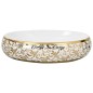 vidaXL Lavabo da Appoggio Bianco e Oro Ovale 59x40x15 cm Ceramica vidaXL Lavabo da Appoggio Bianco e Oro Ovale 59x40x15 cm Ceramica