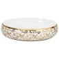 vidaXL Lavabo da Appoggio Bianco e Oro Ovale 59x40x15 cm Ceramica vidaXL Lavabo da Appoggio Bianco e Oro Ovale 59x40x15 cm Ceramica