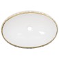 vidaXL Lavabo da Appoggio Bianco e Oro Ovale 59x40x15 cm Ceramica vidaXL Lavabo da Appoggio Bianco e Oro Ovale 59x40x15 cm Ceramica