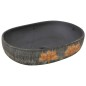 vidaXL Lavabo da Appoggio Grigio e Nero Ovale 59x40x14 cm Ceramica