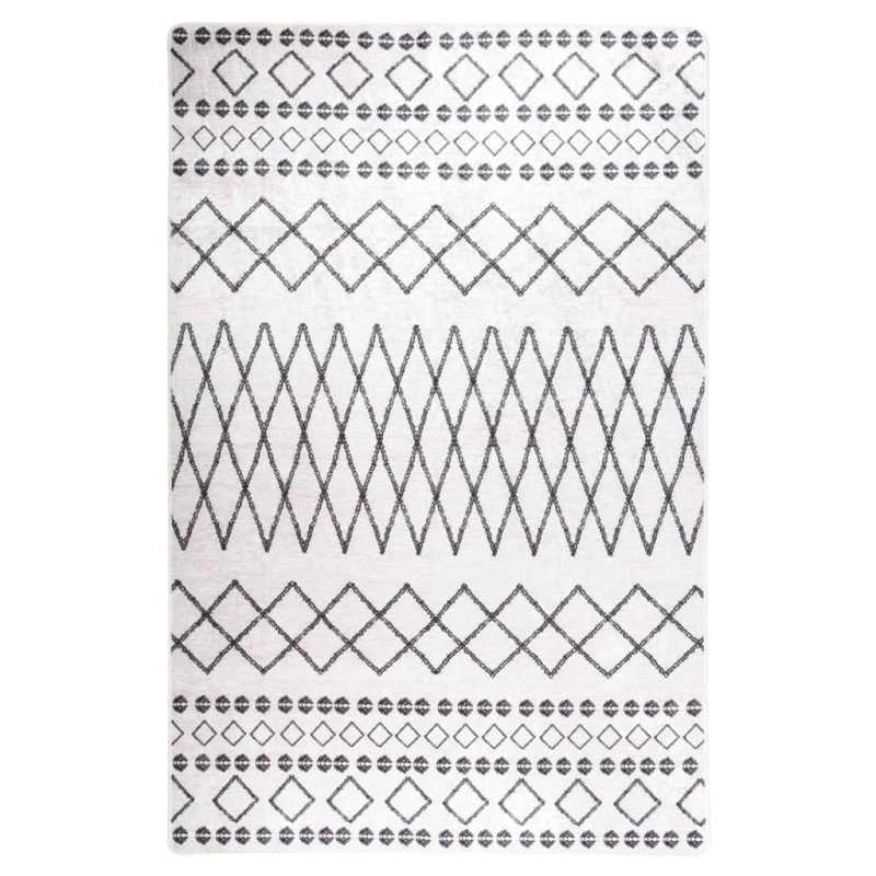 vidaXL Tappeto Lavabile 160x230 cm Nero e Bianco Antiscivolo vidaXL Tappeto Lavabile 160x230 cm Nero e Bianco Antiscivolo