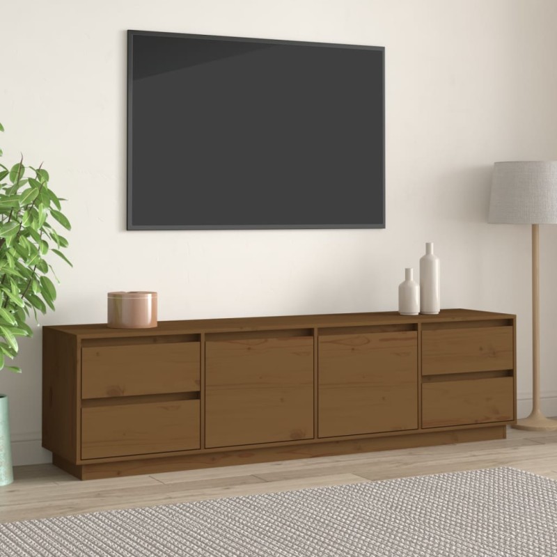 Mobile Porta TV Miele 176x37x47,5 cm in Legno Massello di Pino Mobile Porta TV Miele 176x37x47,5 cm in Legno Massello di Pino