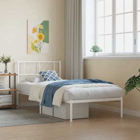 vidaXL Giroletto con Testiera Metallo Bianco 90x190 cm