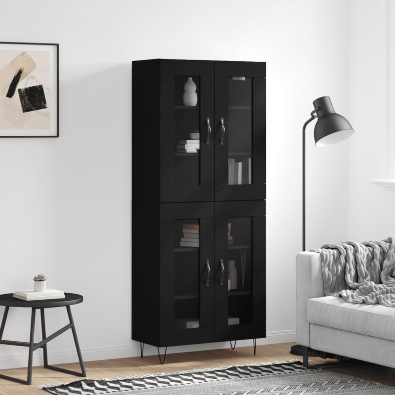 vidaXL Credenza Nera 69,5x34x180 cm in Legno Multistrato vidaXL Credenza Nera 69,5x34x180 cm in Legno Multistrato
