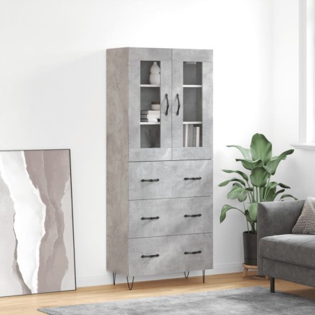 vidaXL Credenza Grigio Cemento 69,5x34x180 cm in Legno Multistrato
