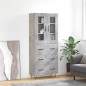 vidaXL Credenza Grigio Cemento 69,5x34x180 cm in Legno Multistrato vidaXL Credenza Grigio Cemento 69,5x34x180 cm in Legno Multistrato