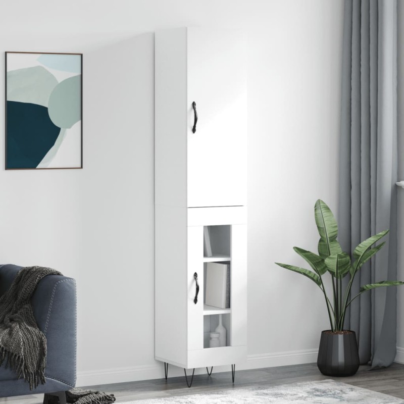 vidaXL Credenza Bianca 34,5x34x180 cm in Legno Multistrato vidaXL Credenza Bianca 34,5x34x180 cm in Legno Multistrato