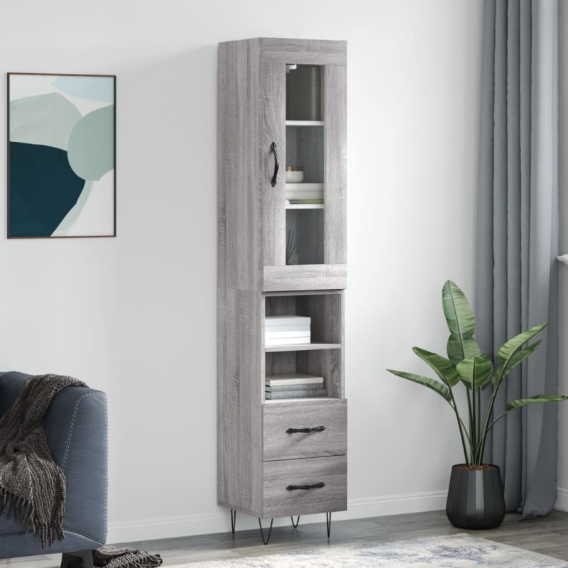 vidaXL Credenza Grigio Sonoma 34,5x34x180 cm in Legno Multistrato vidaXL Credenza Grigio Sonoma 34,5x34x180 cm in Legno Multistrato