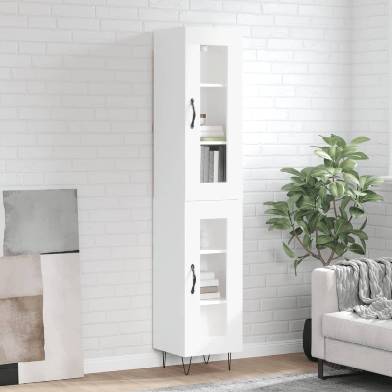 vidaXL Credenza 34,5x34x180 cm in Legno Multistrato Bianco Lucido vidaXL Credenza 34,5x34x180 cm in Legno Multistrato Bianco Lucido