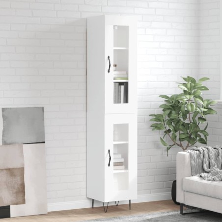 vidaXL Credenza 34,5x34x180 cm in Legno Multistrato Bianco Lucido