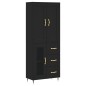 vidaXL Credenza Nera 69,5x34x180 cm in Legno Multistrato vidaXL Credenza Nera 69,5x34x180 cm in Legno Multistrato