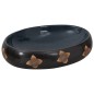 vidaXL Lavabo da Appoggio Nero e Blu Ovale 59x40x15 cm Ceramica