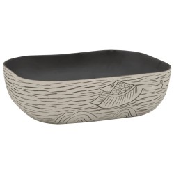 vidaXL Lavabo Appoggio Grigio Nero Rettangolare 48x37,5x13,5 Ceramica